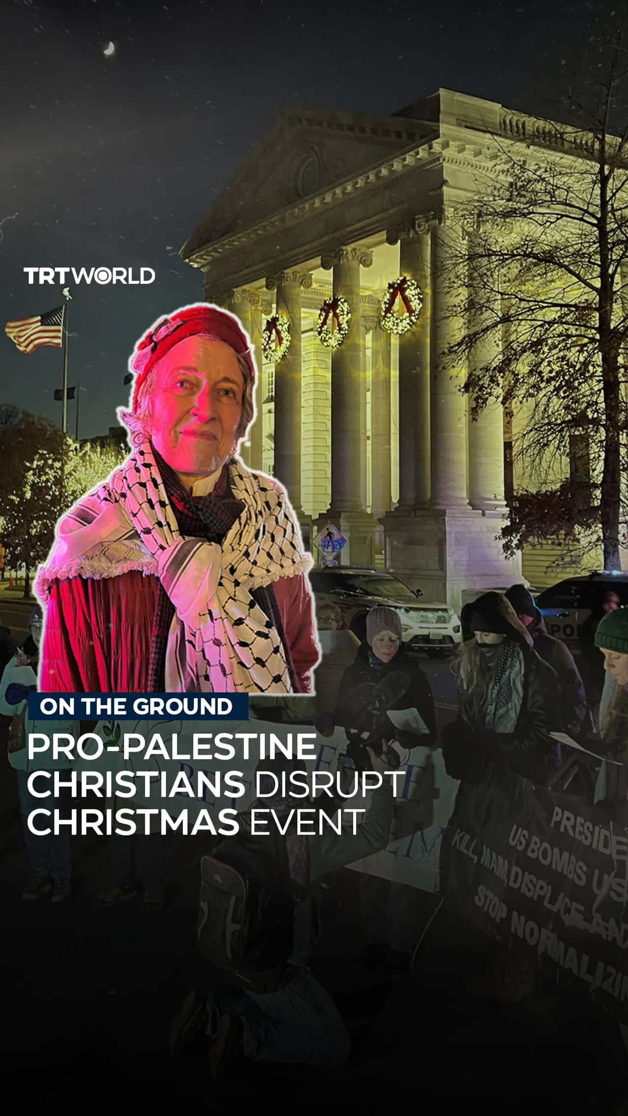 Christians protest for Gaza outside National Christmas tree ceremony